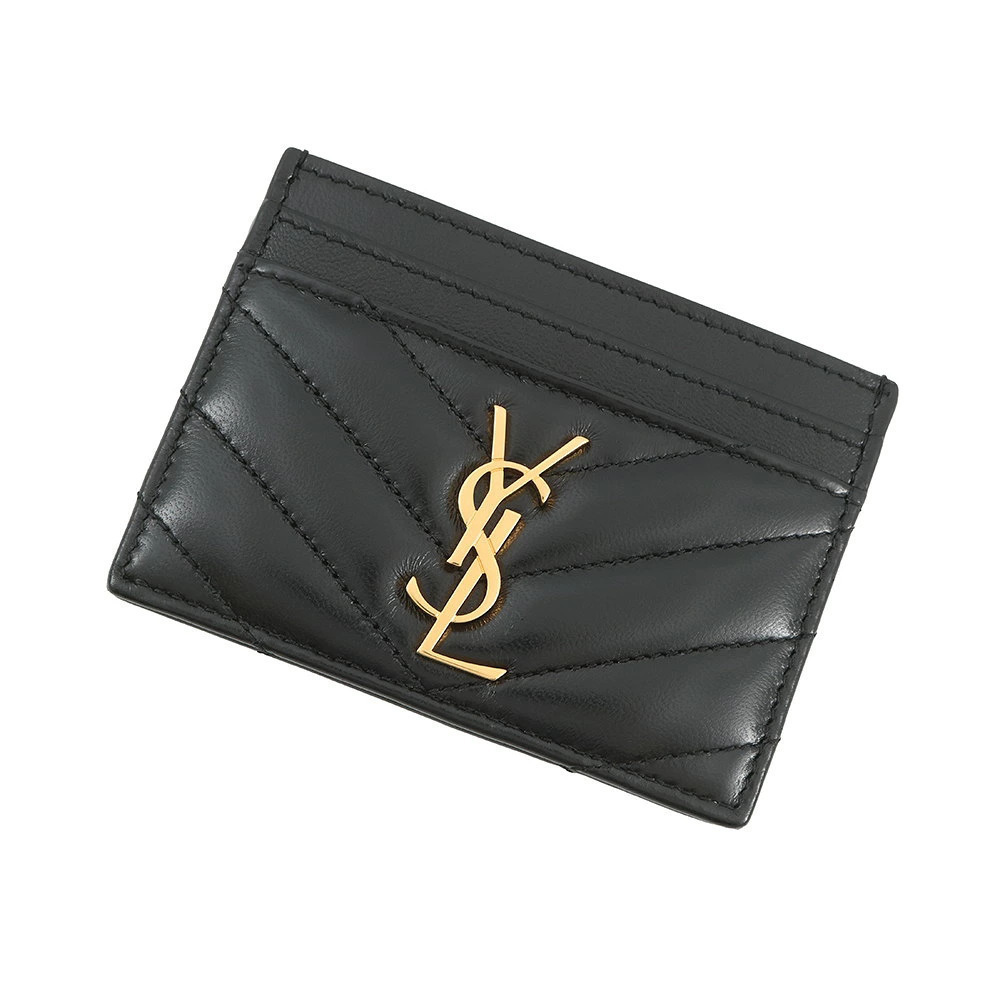 Saint Laurent Paris Card Case Wallet Cassandra Matelasse Lambskin Black